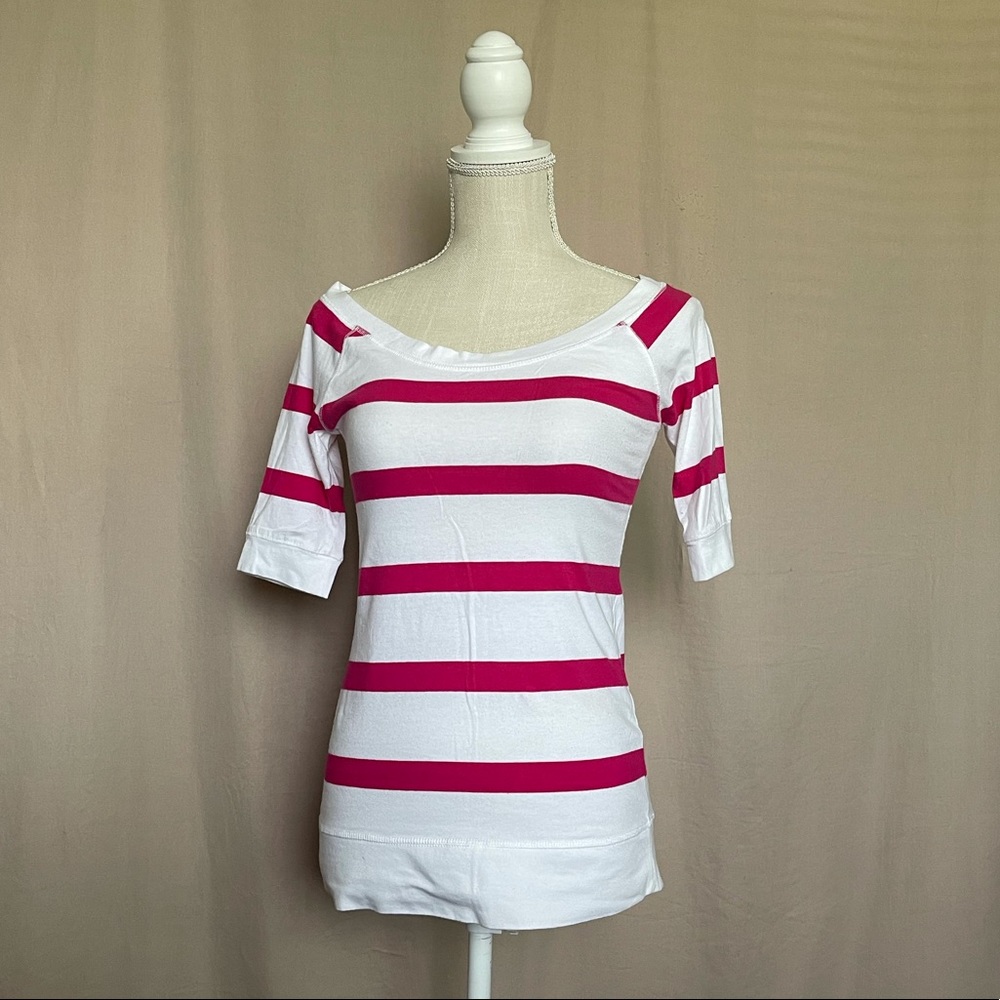 White & Pink Stripes Top